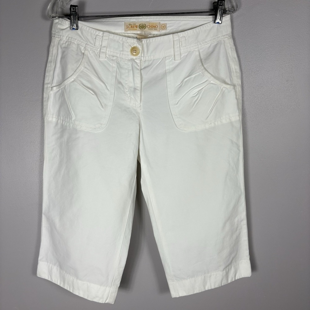 J Crew Women's 4 White City Fit Broken‎ In Chino Classic Twill Beach Capri Pants